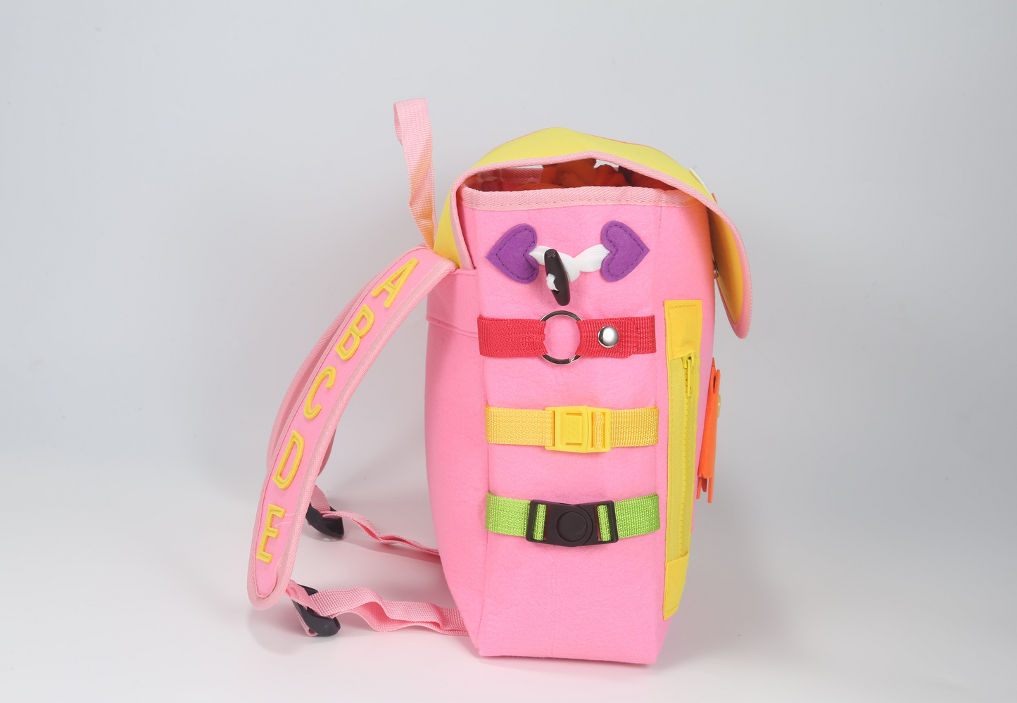 Toddler Busy Board Backpack | Montessori Travel Bag by InowaKids- Pink