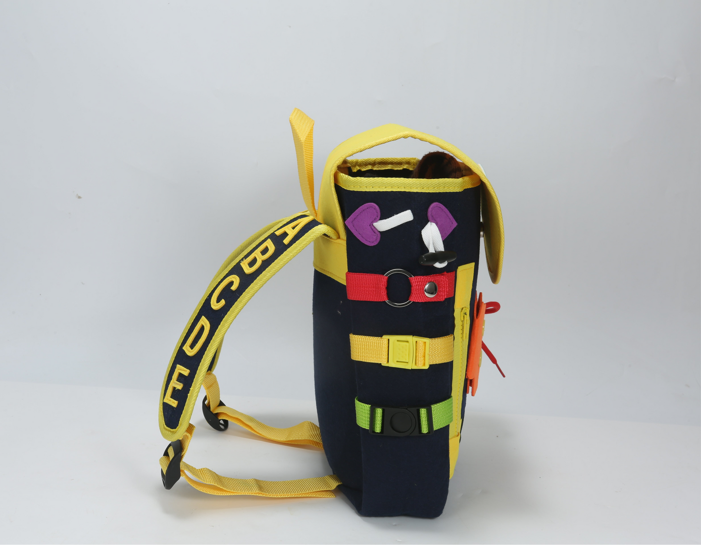Toddler Busy Board Backpack | Montessori Travel Bag by InowaKids- Blue
