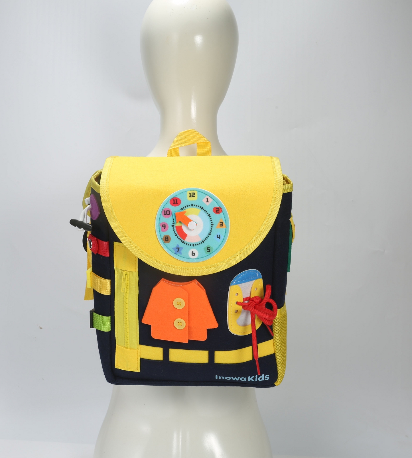 Toddler Busy Board Backpack | Montessori Travel Bag by InowaKids- Blue