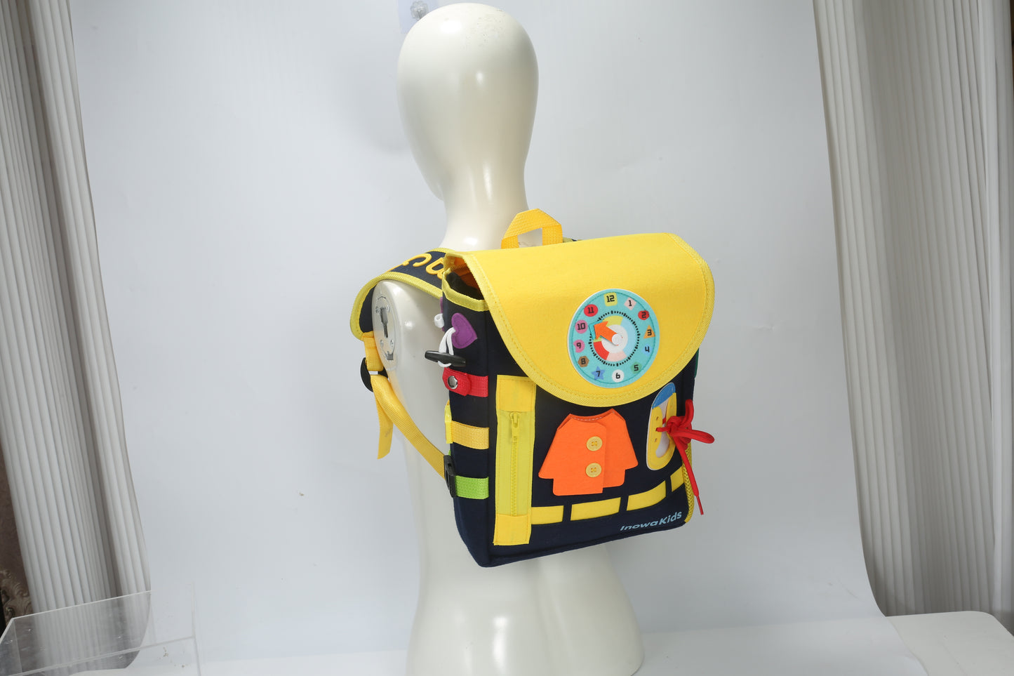 Toddler Busy Board Backpack | Montessori Travel Bag by InowaKids- Blue